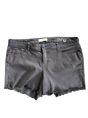 SLINK Jeans Curvy Denim Shorts Plus Size 22 Comfort Fit Olive Green Raw Hem